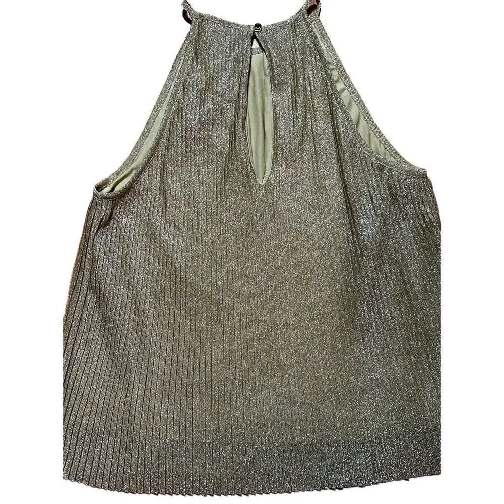MNG women’s Gold Silver‎ Textured shimmer metallic tank blouse sz M